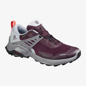 Salomon X RAISE GTX W - Tmavo Cervene Turistické Topánky Damske, S0210SK